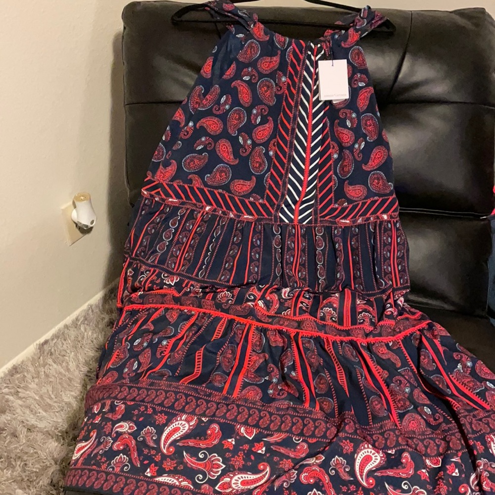 Women’s Red/Navy/White Printed Maxi Dress ..NEW!